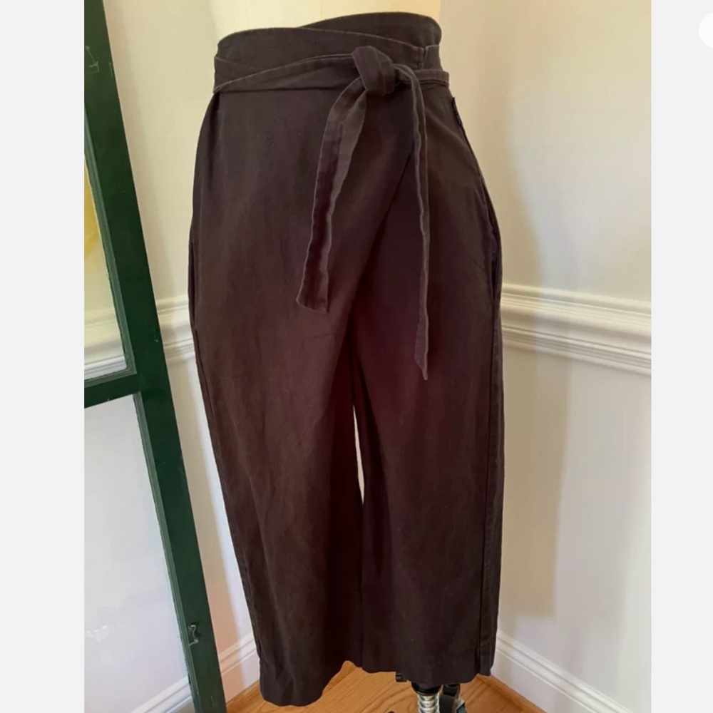 Free Label Linen Cropped Reese Wrap Pant Pants Black